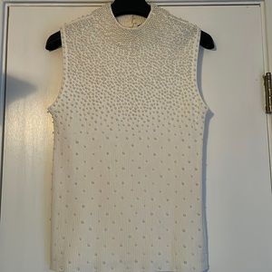 Vintage Sadimara by Colette Mordo Mock Neck Sleeveless Sweater with Pearls M